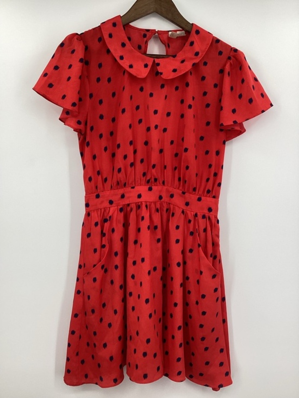 Forever 21 Red Mini Dress with Navy Spot Print